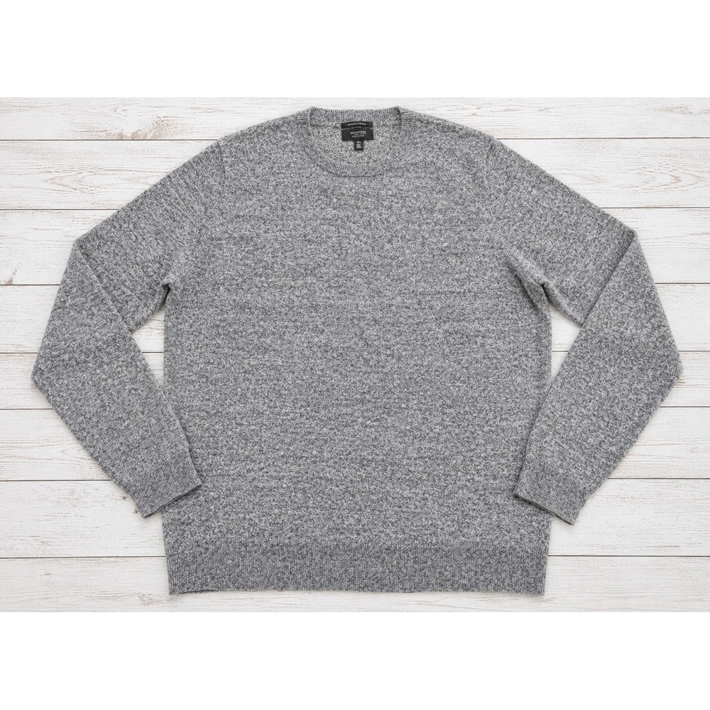 Nordstrom Men's Shop Sweater Cotton Cashmere Crewneck Blue Marl Knit 2XL